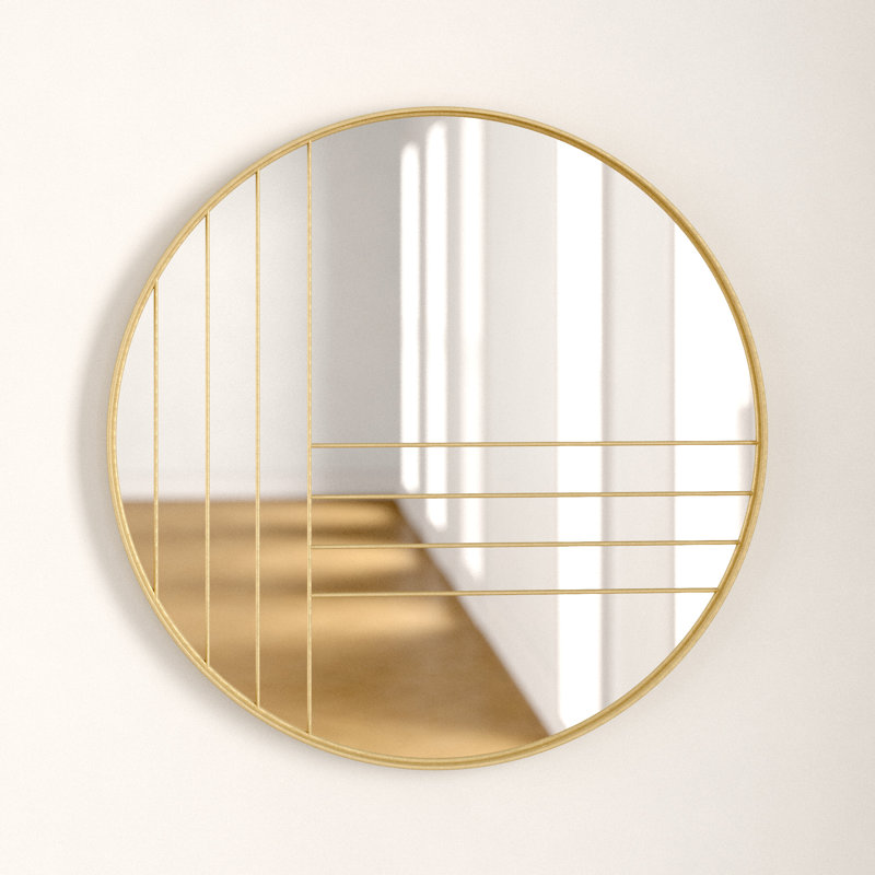 Willa Arlo™ Interiors Damis Round Metal Modern Abstract Wall Mirror